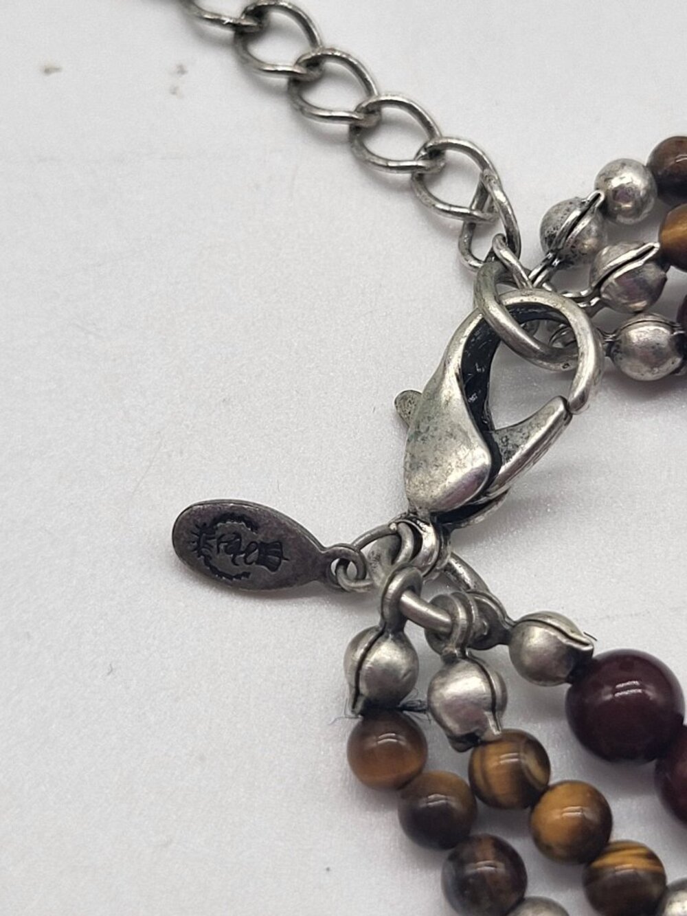 Premier Designs Tiger’s Eye Hammered Medallion Multi-Strand Beaded Necklace boho - Picture 7 of 7